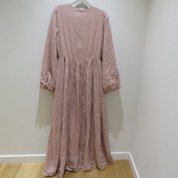 VEILED NEW YORK Balloon Sleeve Maxi Modest Dress Blush Medium Tall Wedding Abaya - Picture 9 of 15